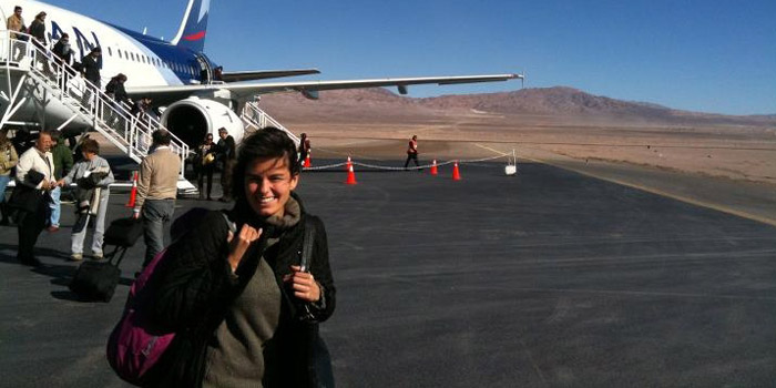 La zamorana, nada más aterrizar en el aeropuerto del desierto de Atacama. La zamorana, nada más aterrizar en el aeropuerto del desierto de Atacama.